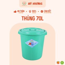 Thùng Nhựa 70 Lít Có Nắp Quai Xách Mã 6627