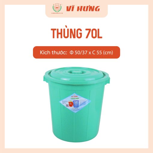 Thùng Nhựa 70 Lít Có Nắp Quai Xách Mã 6627 - Ảnh 5