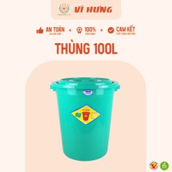 Thùng Nhựa 100 Lít Có Nắp Mã 6629