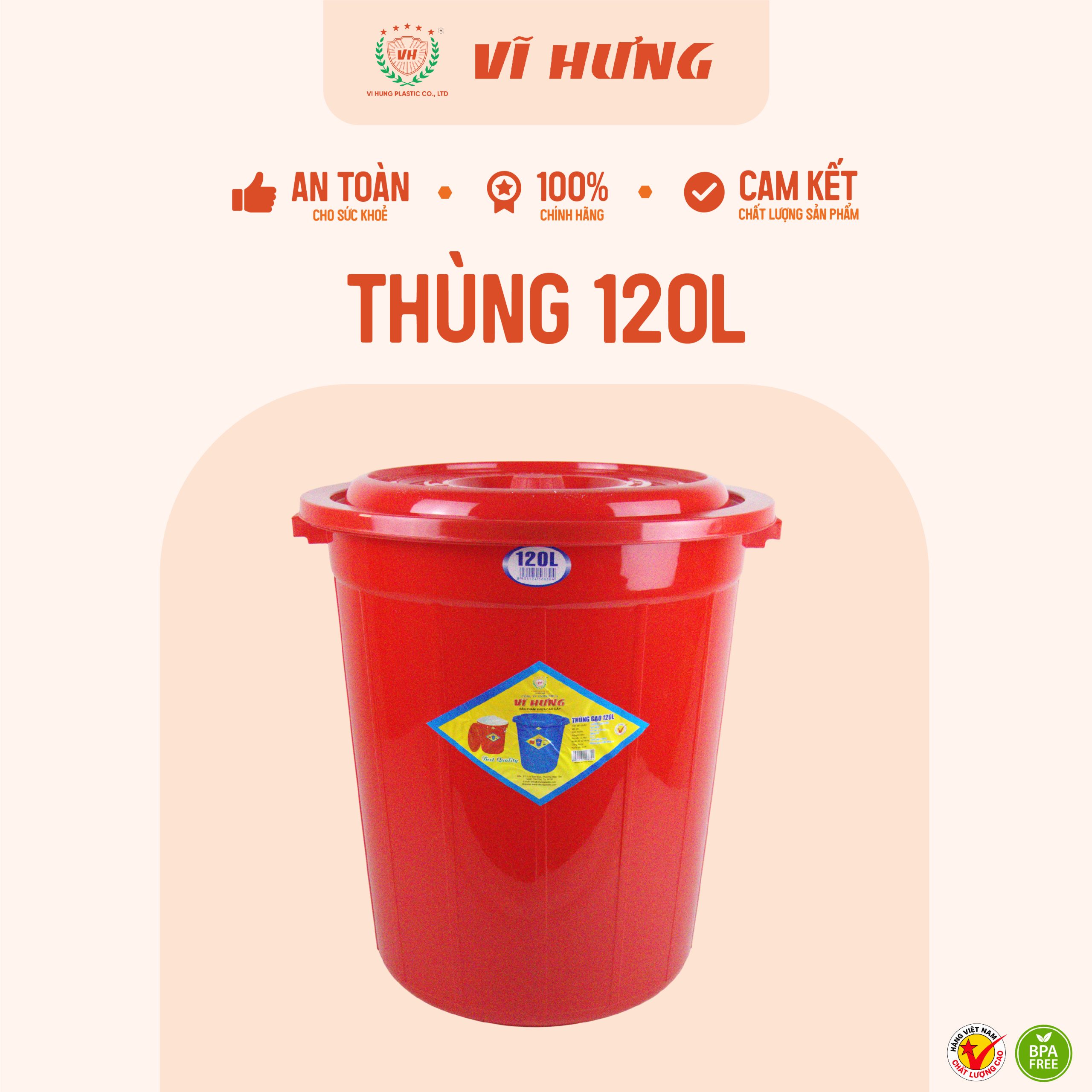 Thùng Nhựa 120 Lít Có Nắp Mã 6630