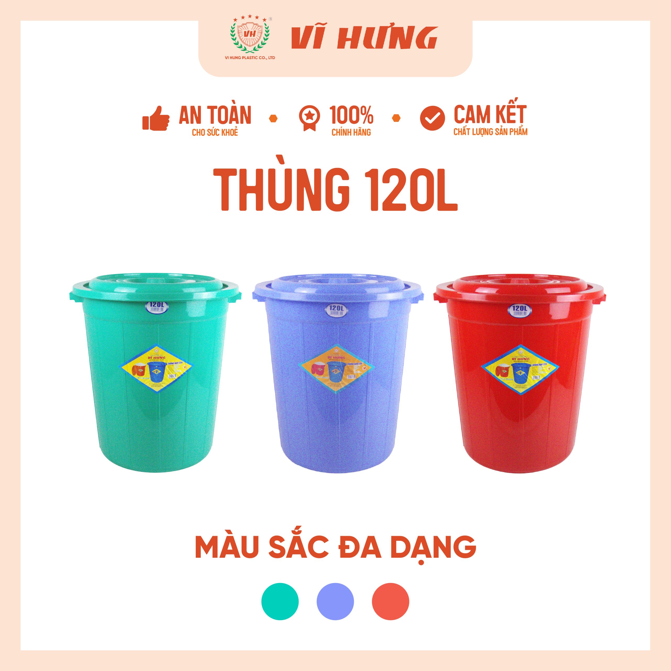 Thùng Nhựa 120 Lít Có Nắp Mã 6630 - Ảnh 2