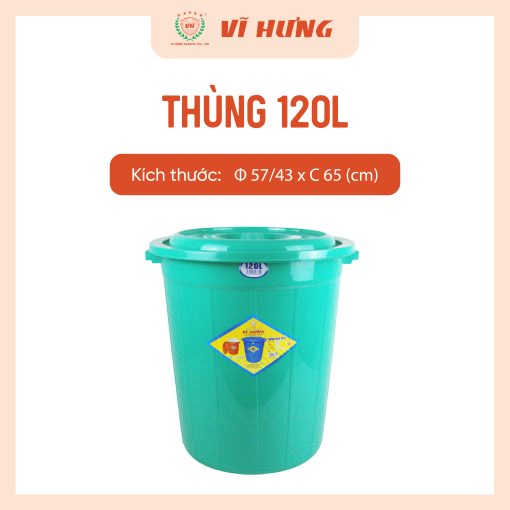 Thùng Nhựa 120 Lít Có Nắp Mã 6630 - Ảnh 3
