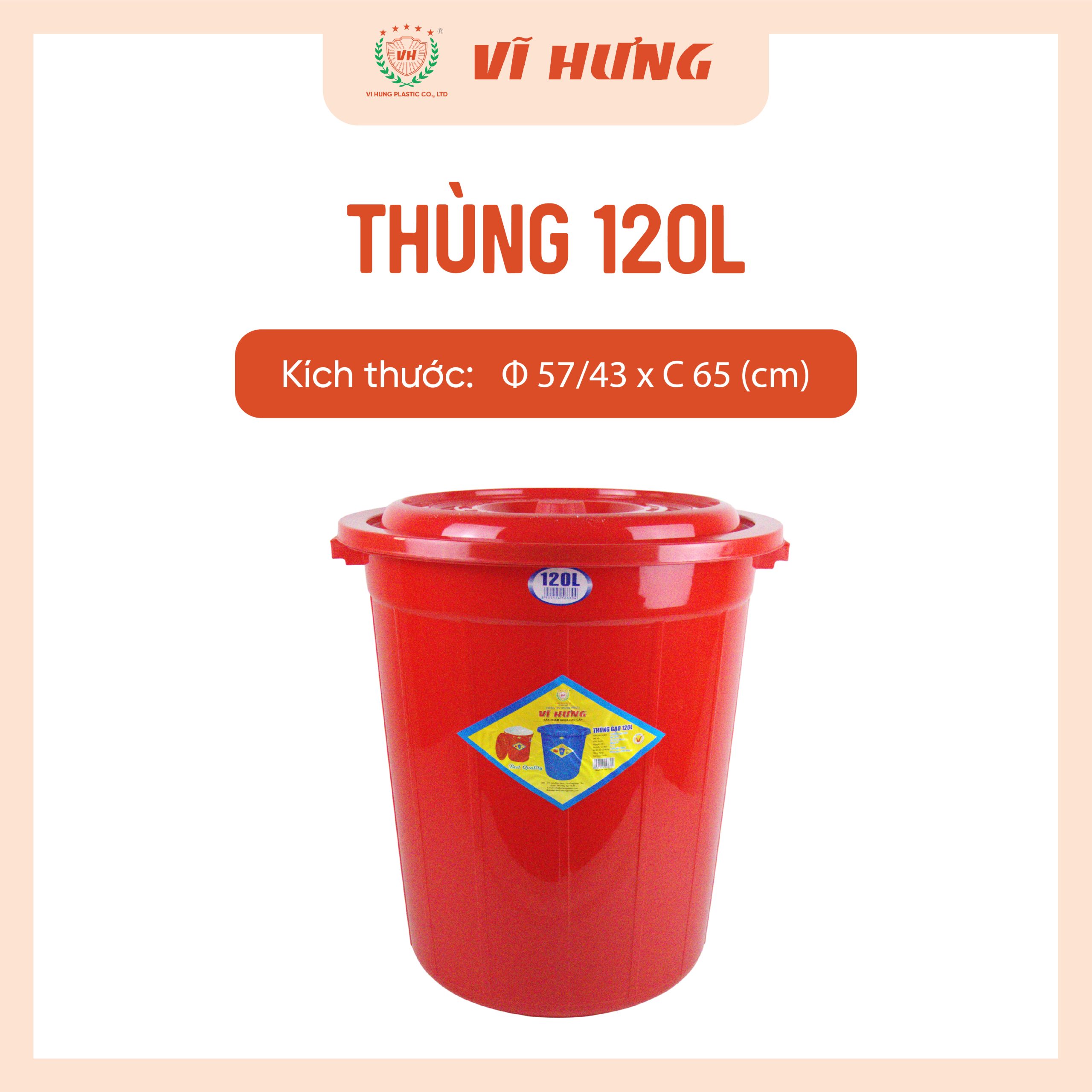Thùng Nhựa 120 Lít Có Nắp Mã 6630 - Ảnh 5