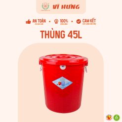 Thùng Nhựa 45 Lít Có Nắp Rời Nhựa PP Chính Phẩm – Mã 6645