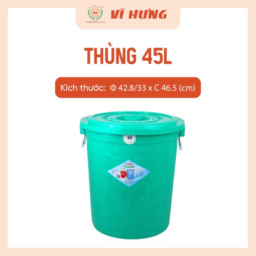 Thùng Nhựa 45 Lít Có Nắp Rời Nhựa PP Chính Phẩm – Mã 6645 - Ảnh 3