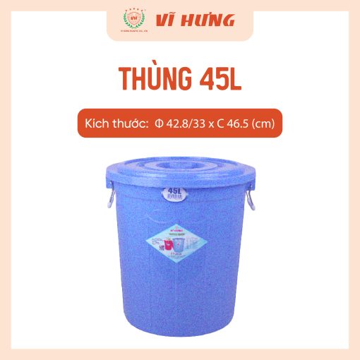 Thùng Nhựa 45 Lít Có Nắp Rời Nhựa PP Chính Phẩm – Mã 6645 - Ảnh 4