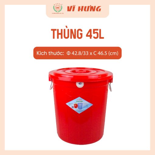 Thùng Nhựa 45 Lít Có Nắp Rời Nhựa PP Chính Phẩm – Mã 6645 - Ảnh 5