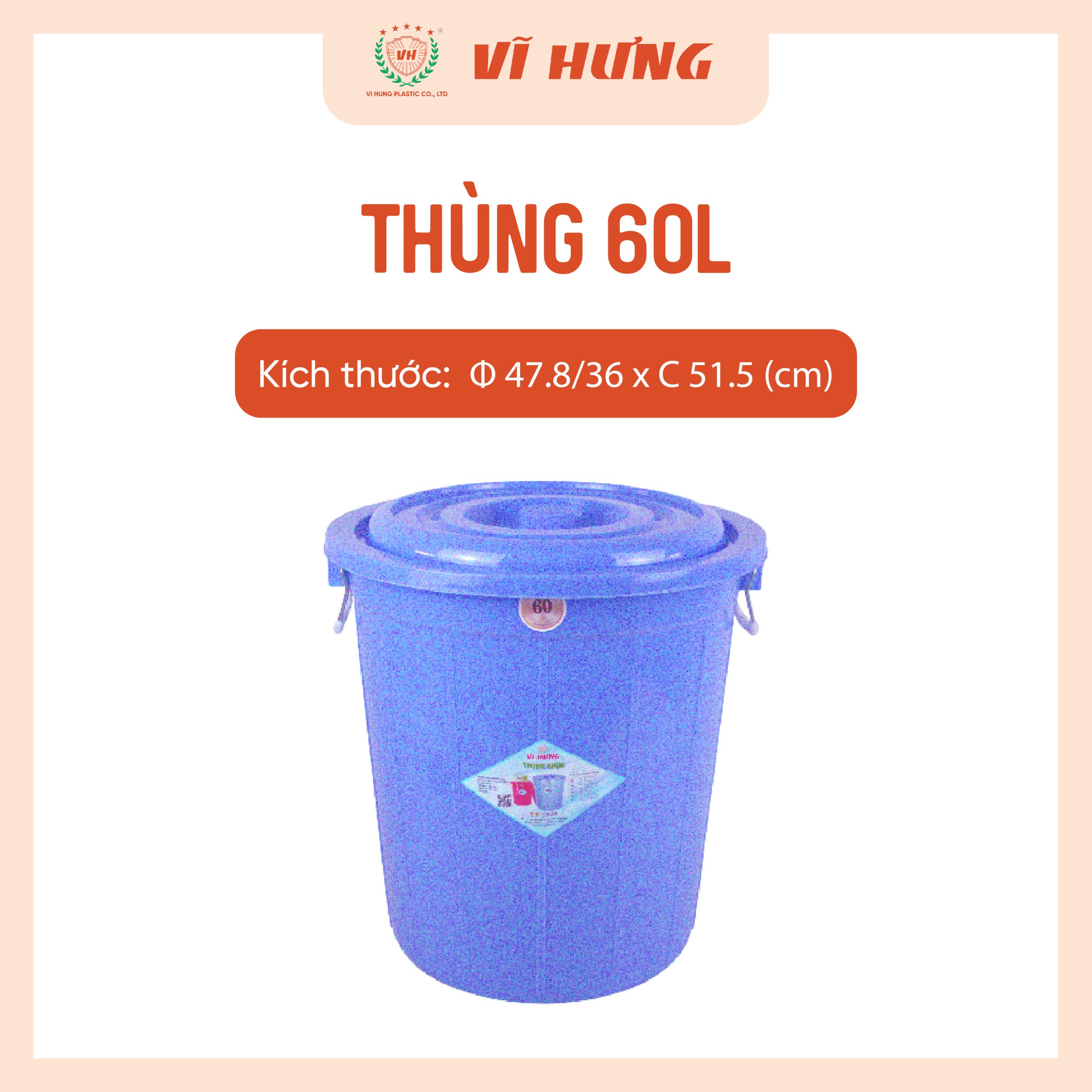 Thùng Nhựa 60 Lít Có Nắp Rời Mã 6646 - Ảnh 4