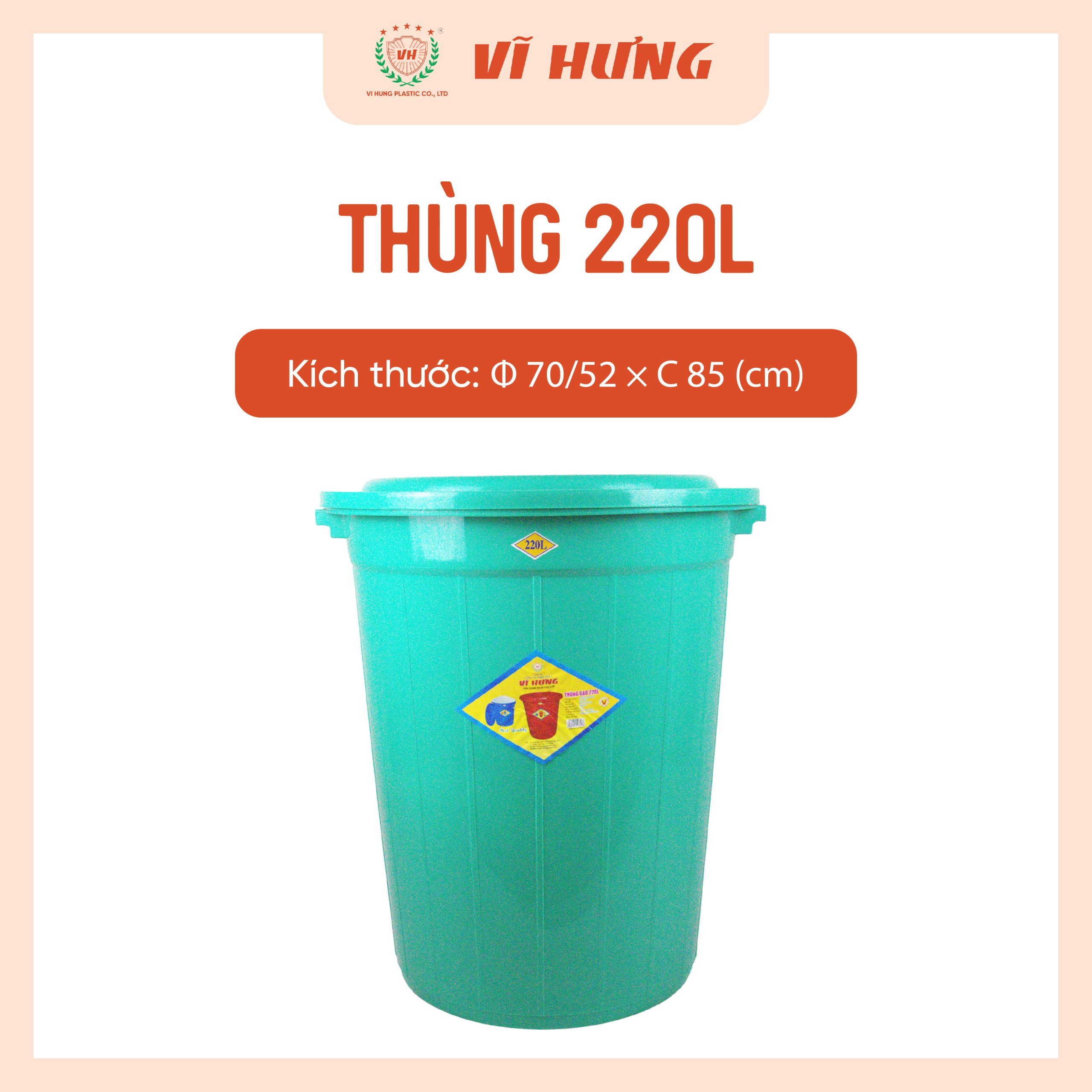 Thùng Nhựa 220L Có Nắp Mã 6653 - Ảnh 5