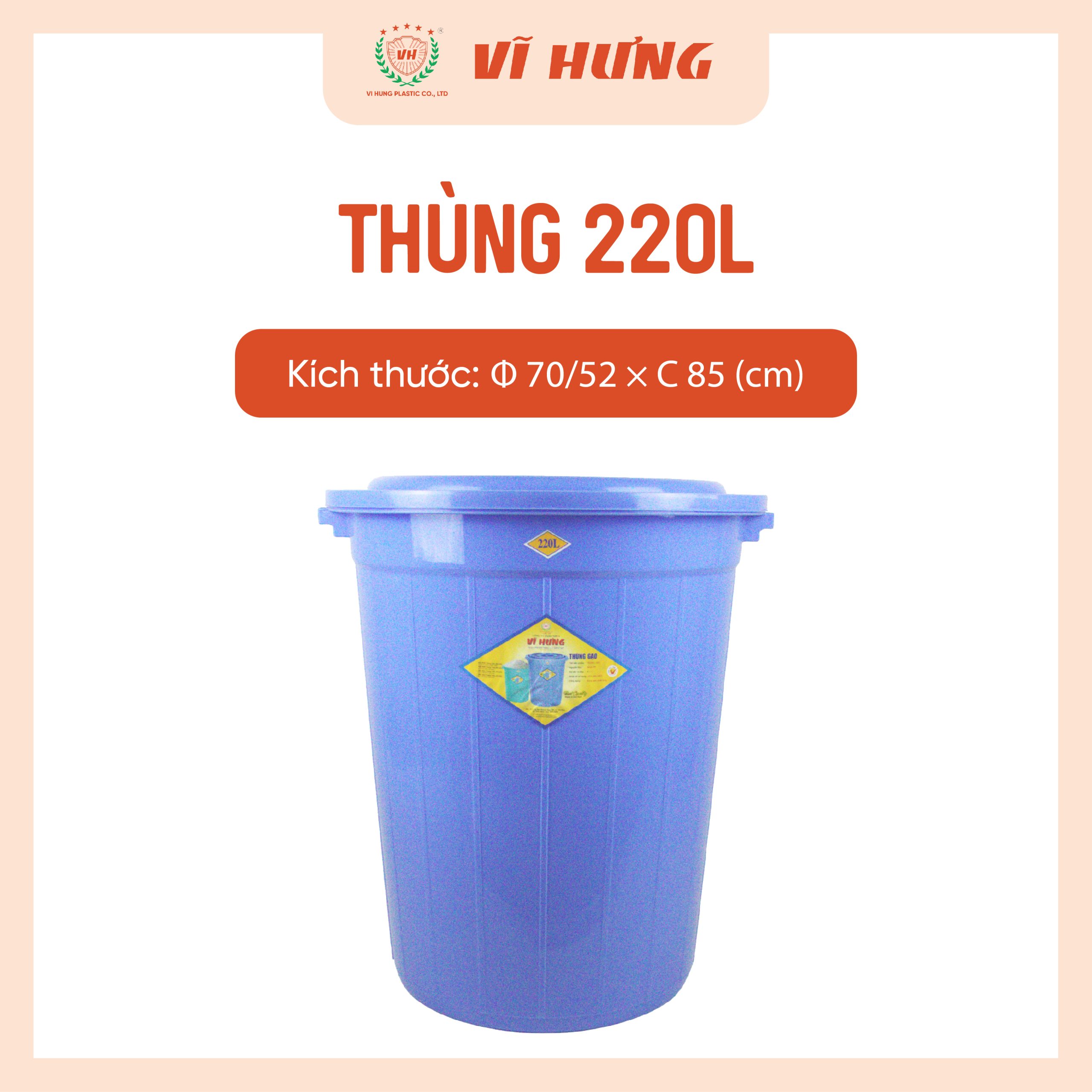 Thùng Nhựa 220L Có Nắp Mã 6653 - Ảnh 4