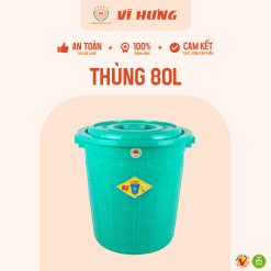 Thùng Nhựa 80 Lít Có Nắp Quai Xách Mã 6655