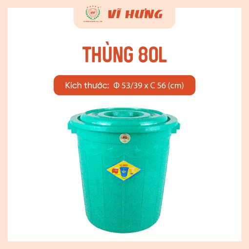 Thùng Nhựa 80 Lít Có Nắp Quai Xách Mã 6655 - Ảnh 5