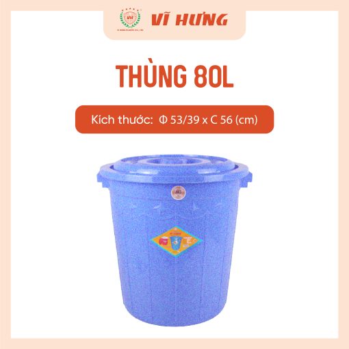 Thùng Nhựa 80 Lít Có Nắp Quai Xách Mã 6655 - Ảnh 4