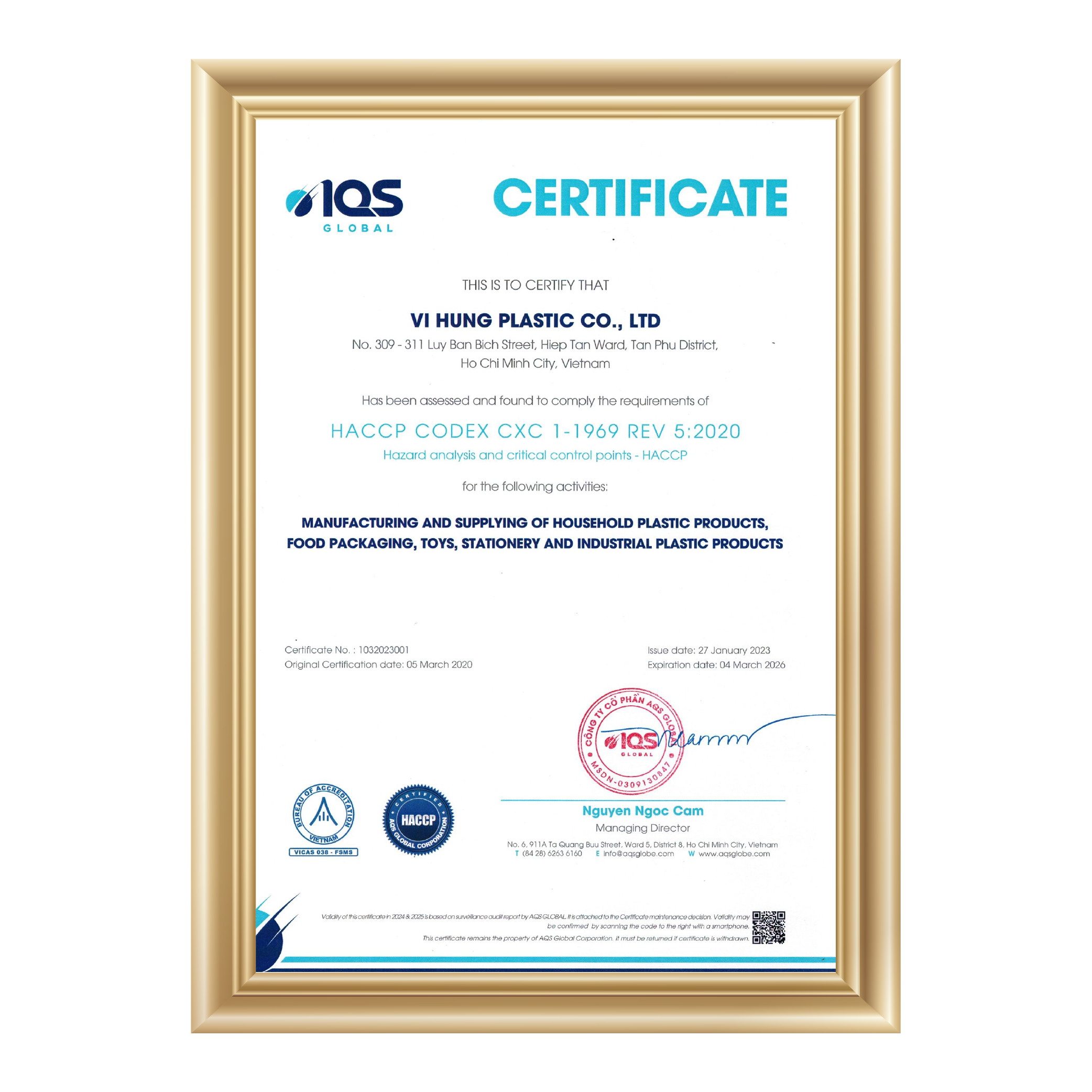 Chứng nhận iso HACCP