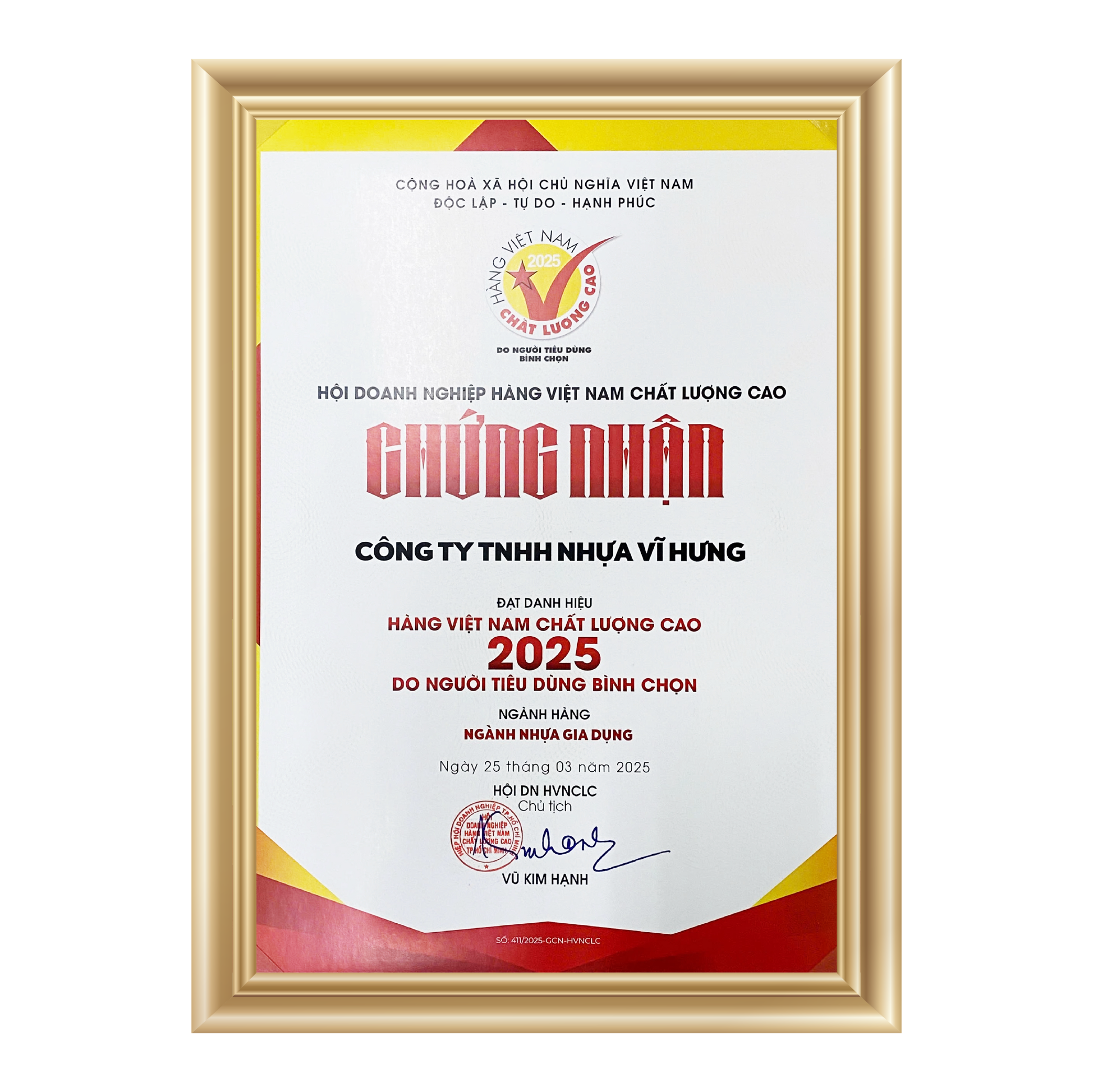 chứng nhận hvnclc 2025