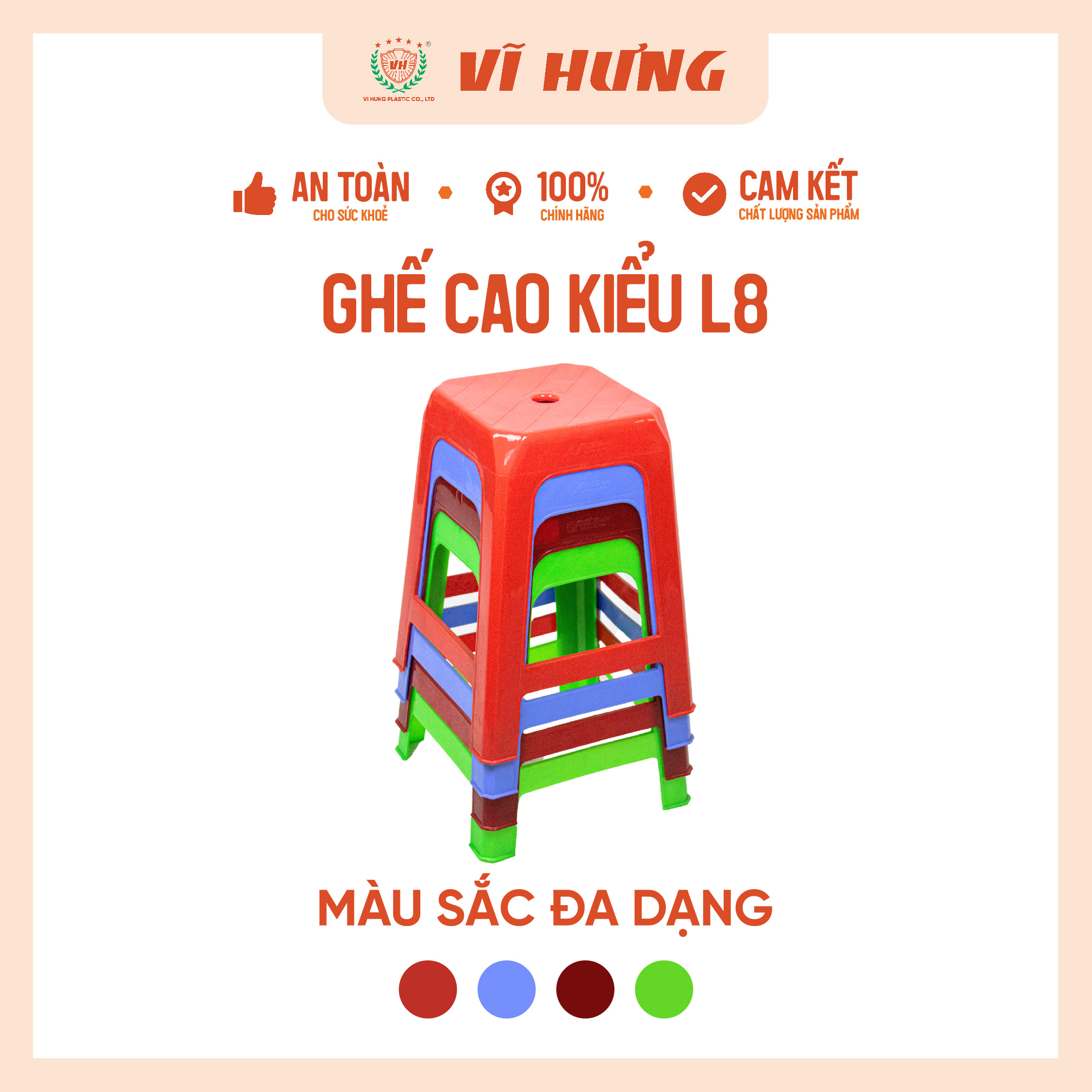 Ghế nhựa cao kiểu L8 - 6162 - Ảnh 2