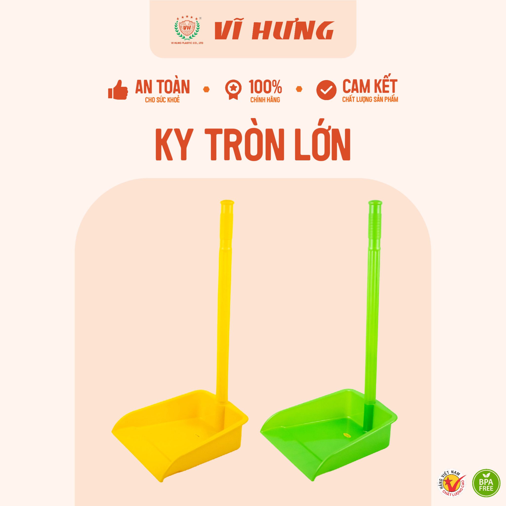 Ky Rác Tròn Lớn, Cán Dài - 6277 - Nhựa Vĩ Hưng