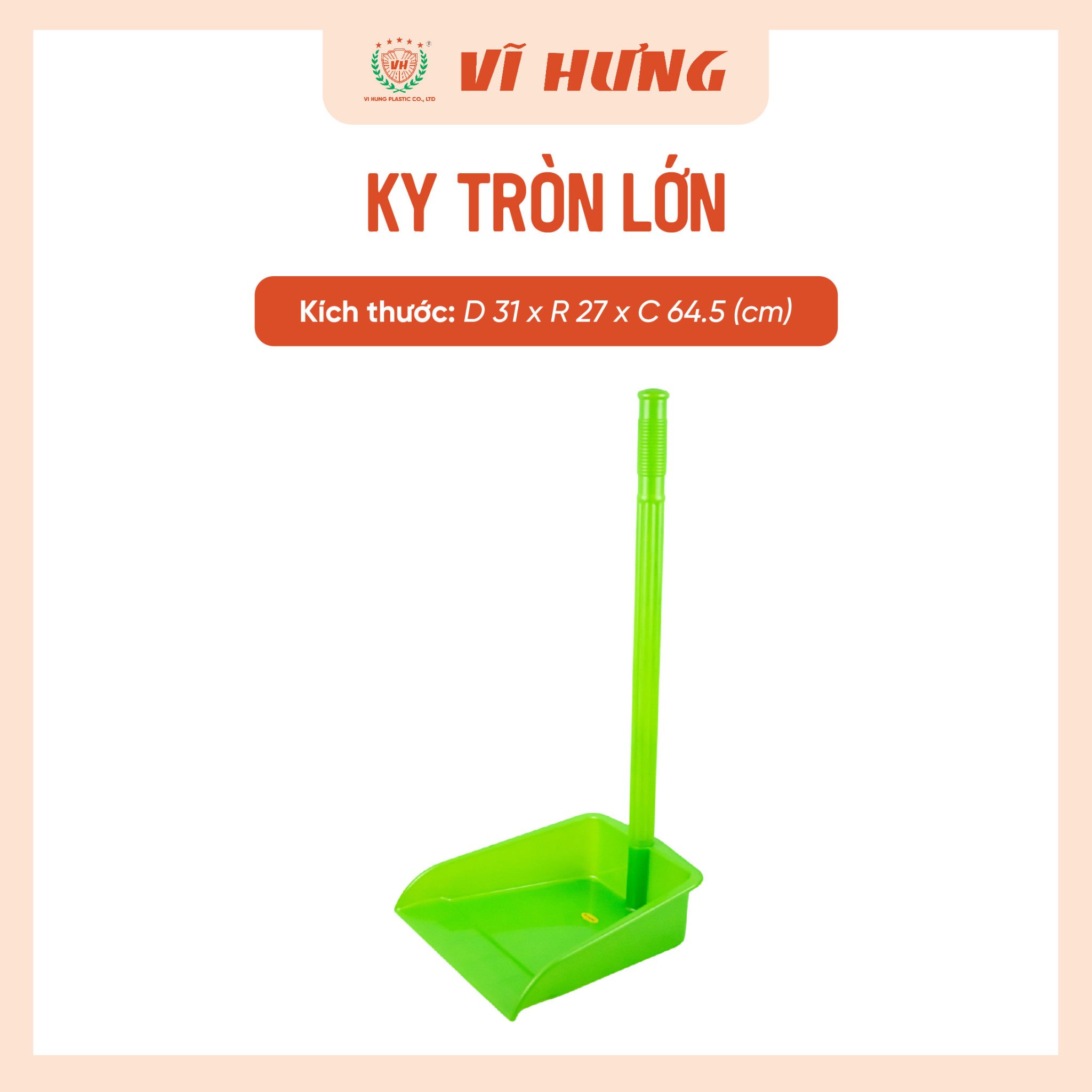 Ky Hốt Rác Cán Dài 64.5cm Lòng Tròn Lớn Mép Vát Mỏng Sát Sàn – Nhựa PP ...