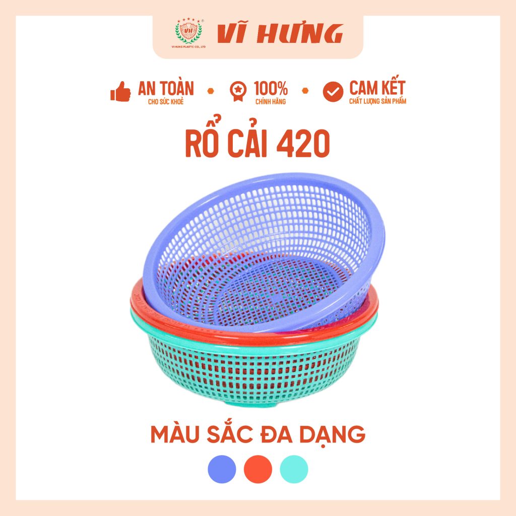 Rổ Nhựa Tròn 42 Cm Lưới Vuông Vành Cứng – Mã 6414