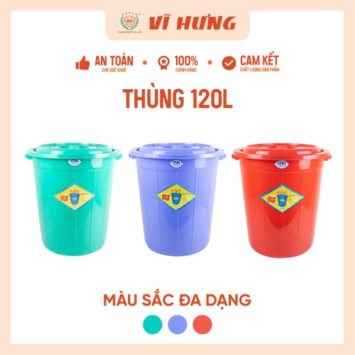 Thùng nhựa 120L có nắp