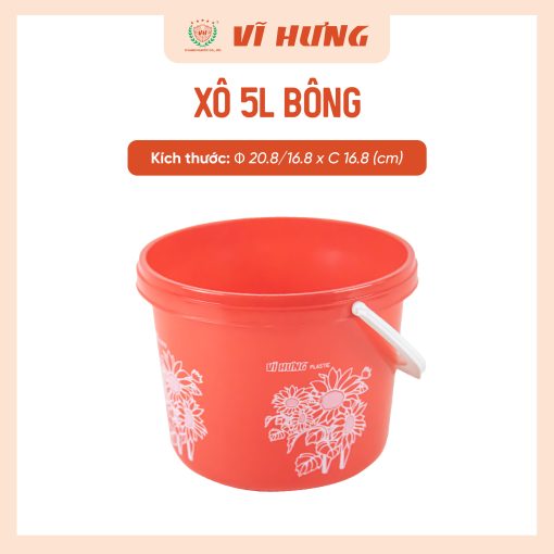 XÔ NHỰA 5L MÀU MỚI BÔNG CÓ NẮP - Hình ảnh 9