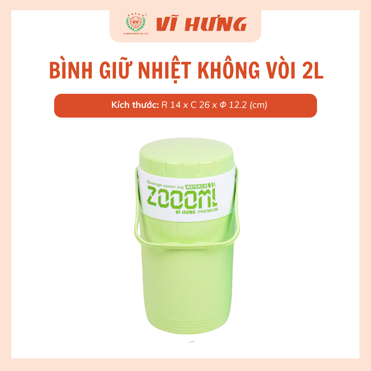 Bình giữ nhiệt tròn (không vòi) 1.5L