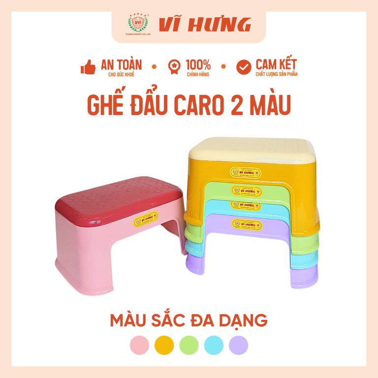 Ghế đẩu Caro 2 màu 6069