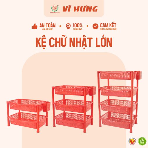 Kệ chữ nhật lớn 4 tầng