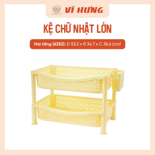 Kệ nhựa chữ nhật lớn 2 tầng