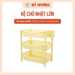 Kệ nhựa chữ nhật lớn 3 tầng