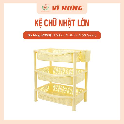 Kệ nhựa chữ nhật lớn 3 tầng