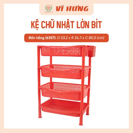 Kệ nhựa chữ nhật lớn bít 4 tầng (4)