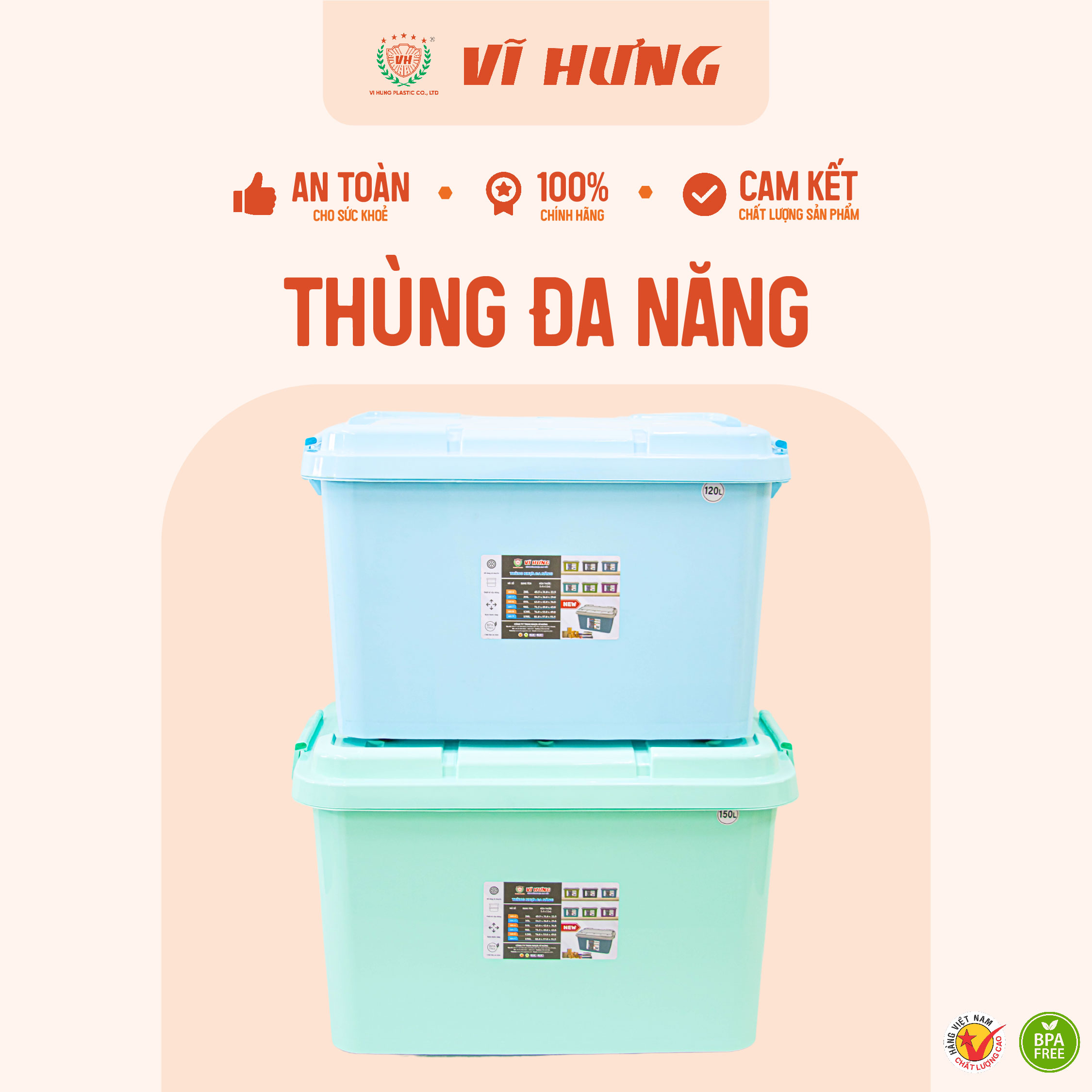 Thùng nhựa đa năng 120L