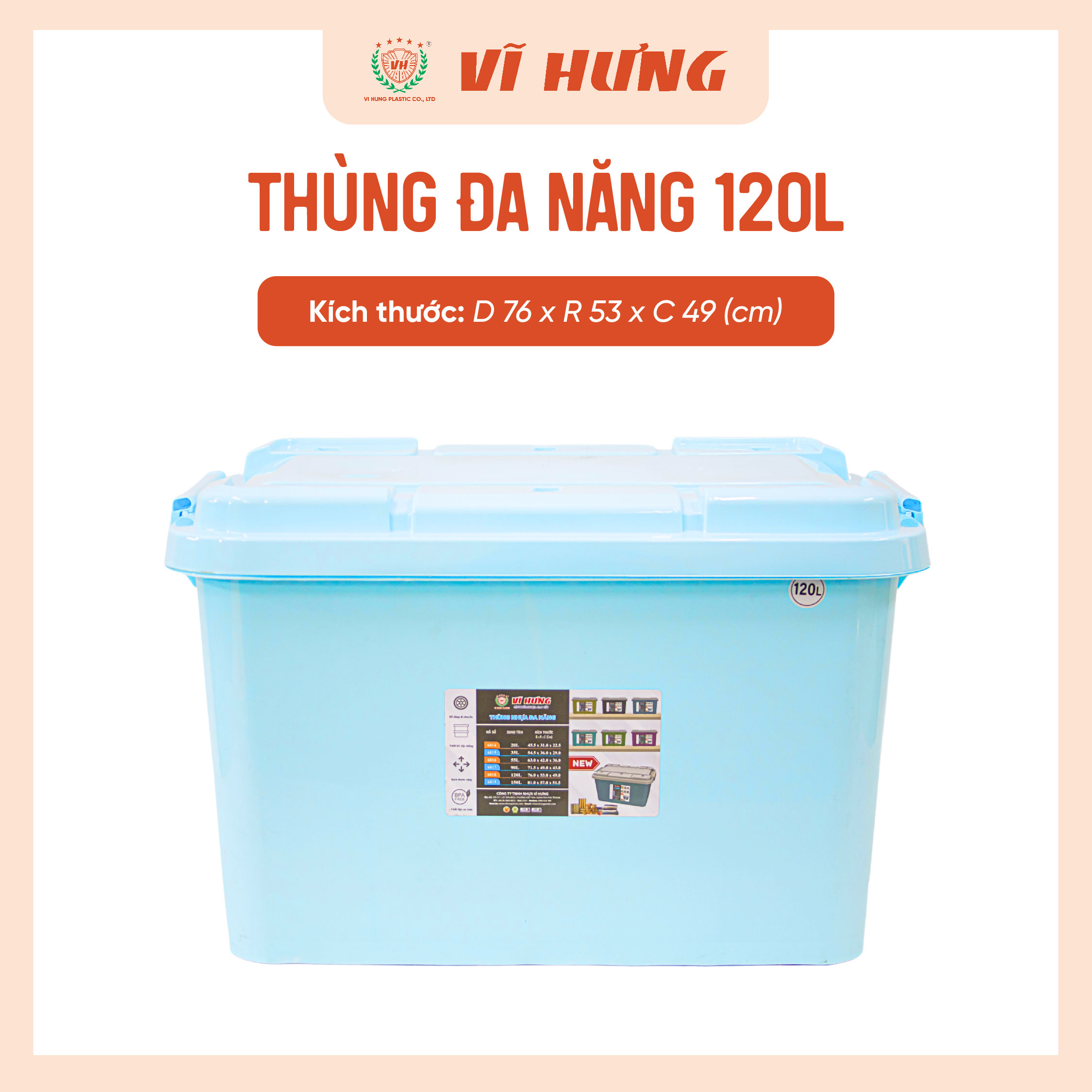 Thùng nhựa đa năng 120L