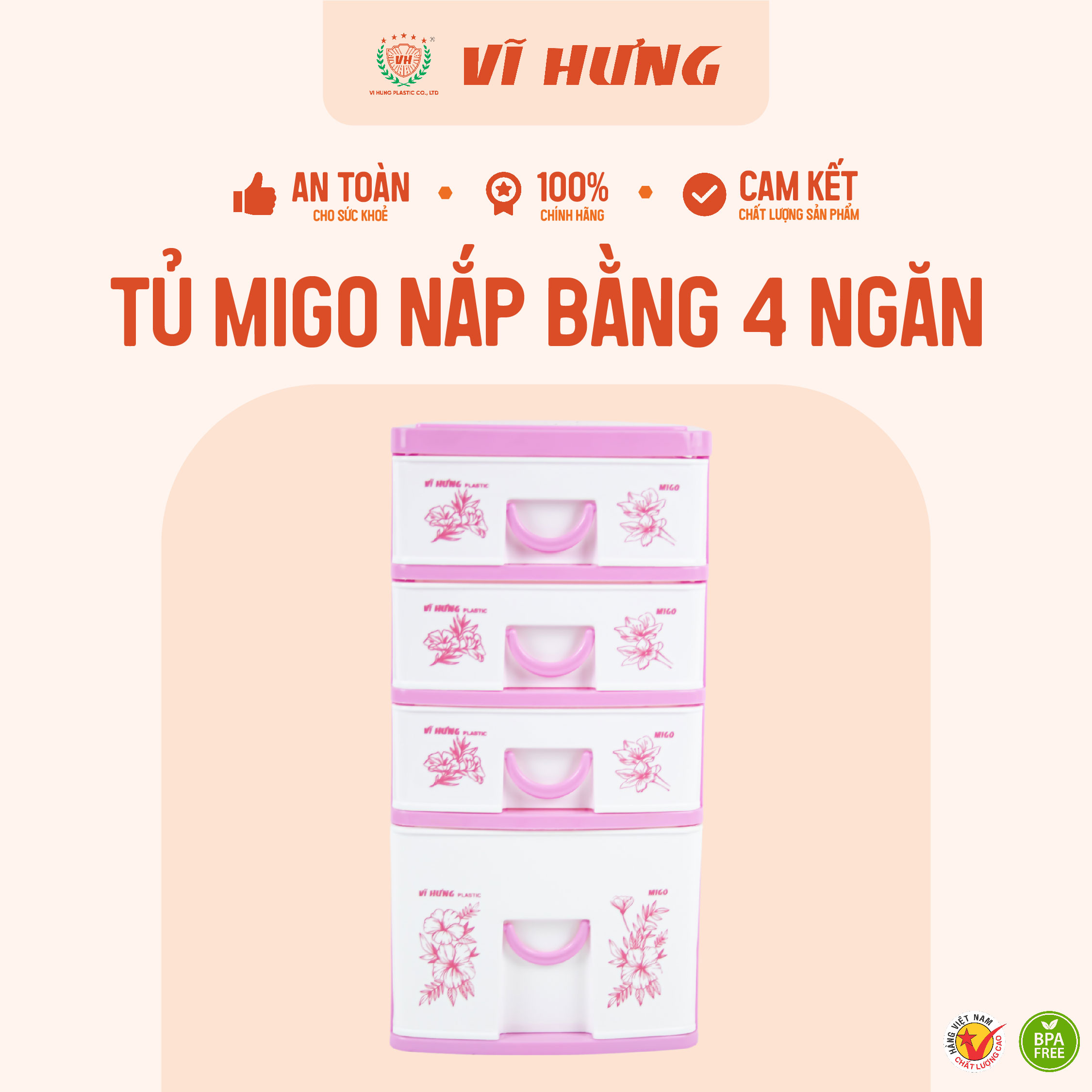 Tủ MIGO nắp bằng 4 ngăn