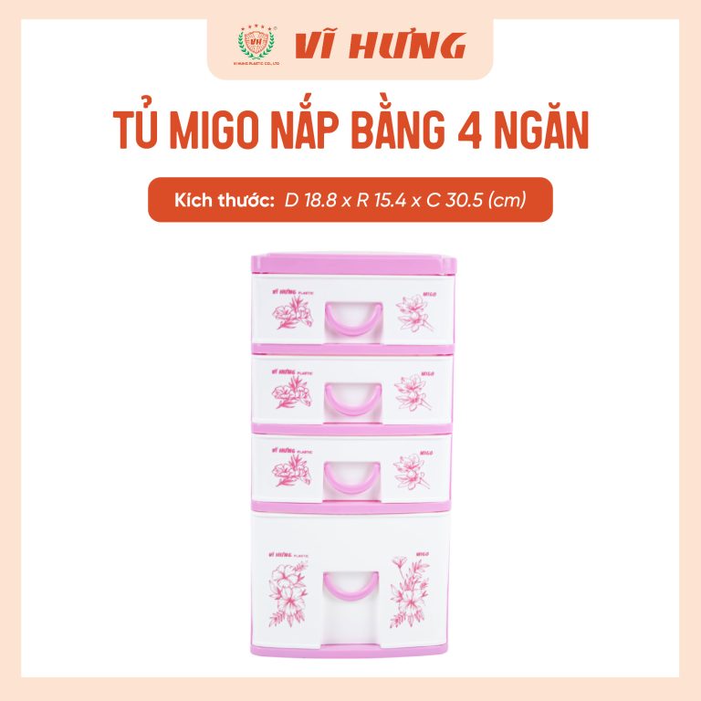 Tủ MIGO nắp bằng 4 ngăn 9162
