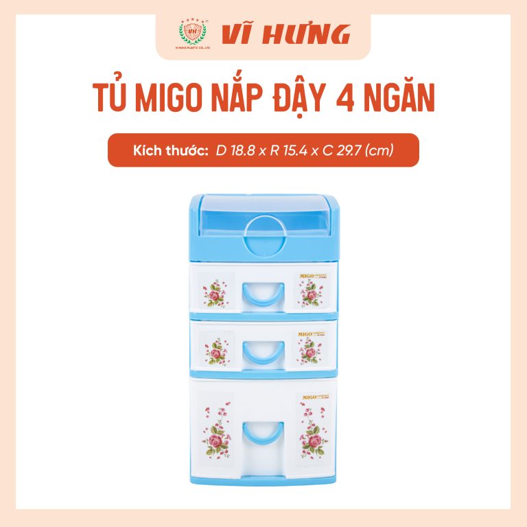 Tủ MIGO nắp đậy 4 ngăn 9165
