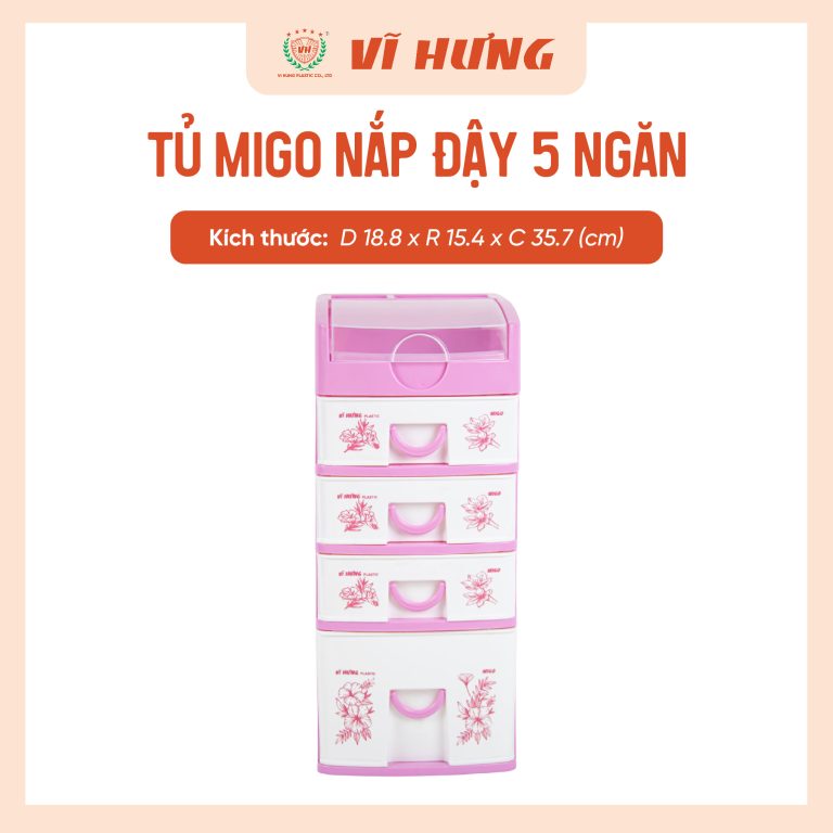 Tủ MIGO nắp đậy 5 ngăn 9166