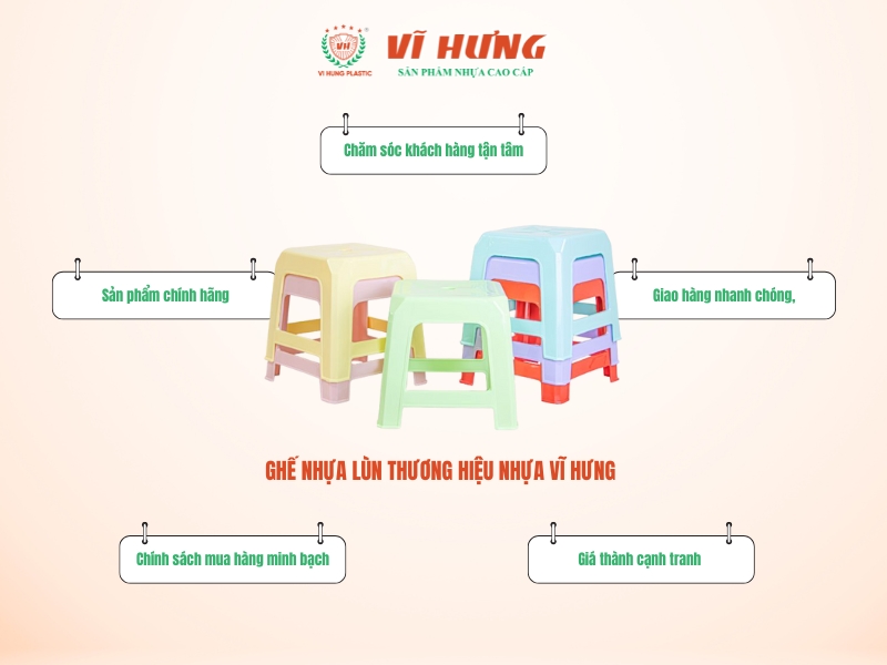 Ghế nhựa lùn giá rẻ nhựa Vĩ Hưng