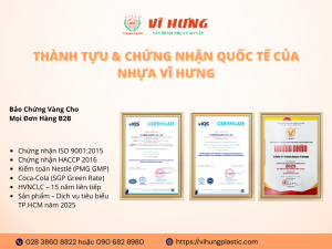 Thành tựu và chứng nhận của Nhựa Vĩ Hưng