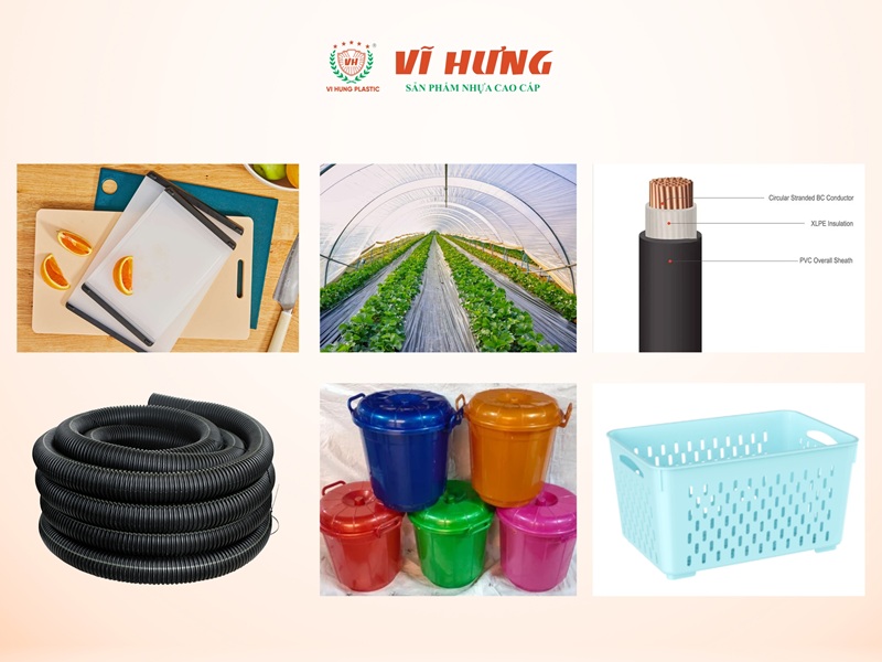 Một số sản phẩm phổ biến được sản xuất từ nhựa PE và các biến thể của nó