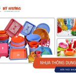 Các sản phẩm nhựa gia dụng nhiều màu sắc được sản xuất từ các loại nhựa thông dụng như PP và PE