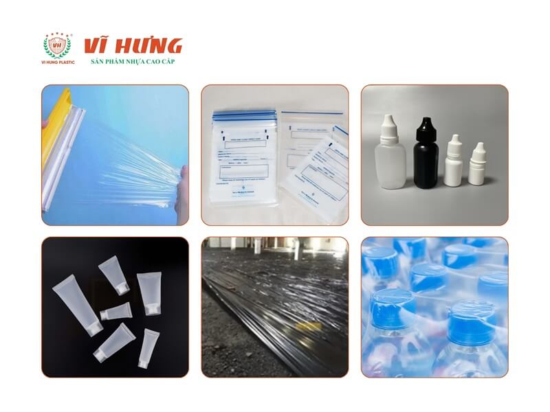 Các sản phẩm ứng dụng từ nhựa LDPE như túi zip, màng bọc và chai bóp