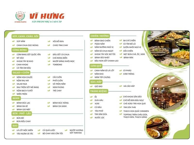 Tham khảo menu của các quán buffet chay tại TPHCM